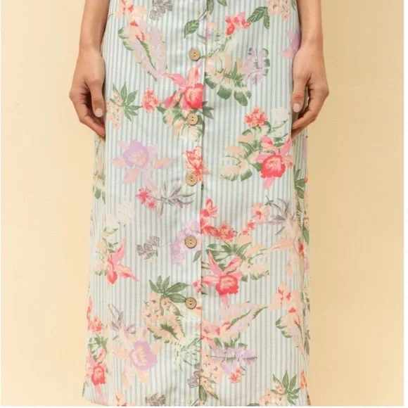 Anthropologie Floral Striped Midi Skirt - Multicolor - Picture 3 of 4